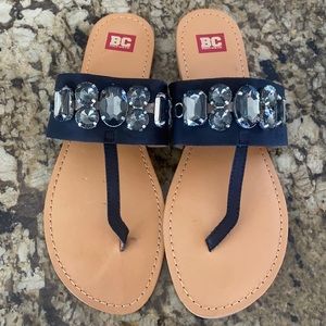 BC Footwear Black Jewel Thong Sandal